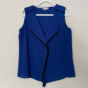 Calvin Klein V- Neck royal blue with black trim cami blouse
